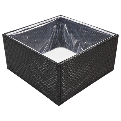 Pflanzkübel Schwarz 80x80x40 cm Poly Rattan