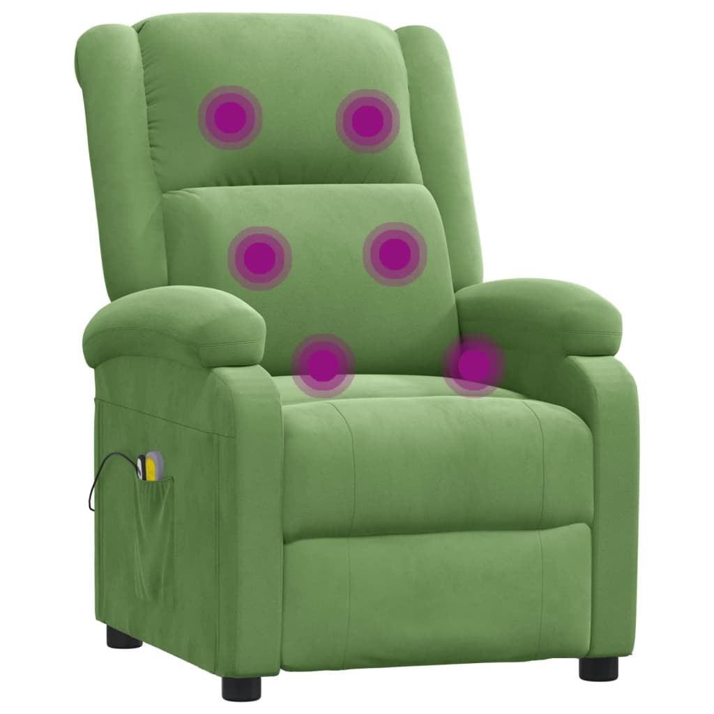 Elektrischer Massagesessel Hellgrün Samt
