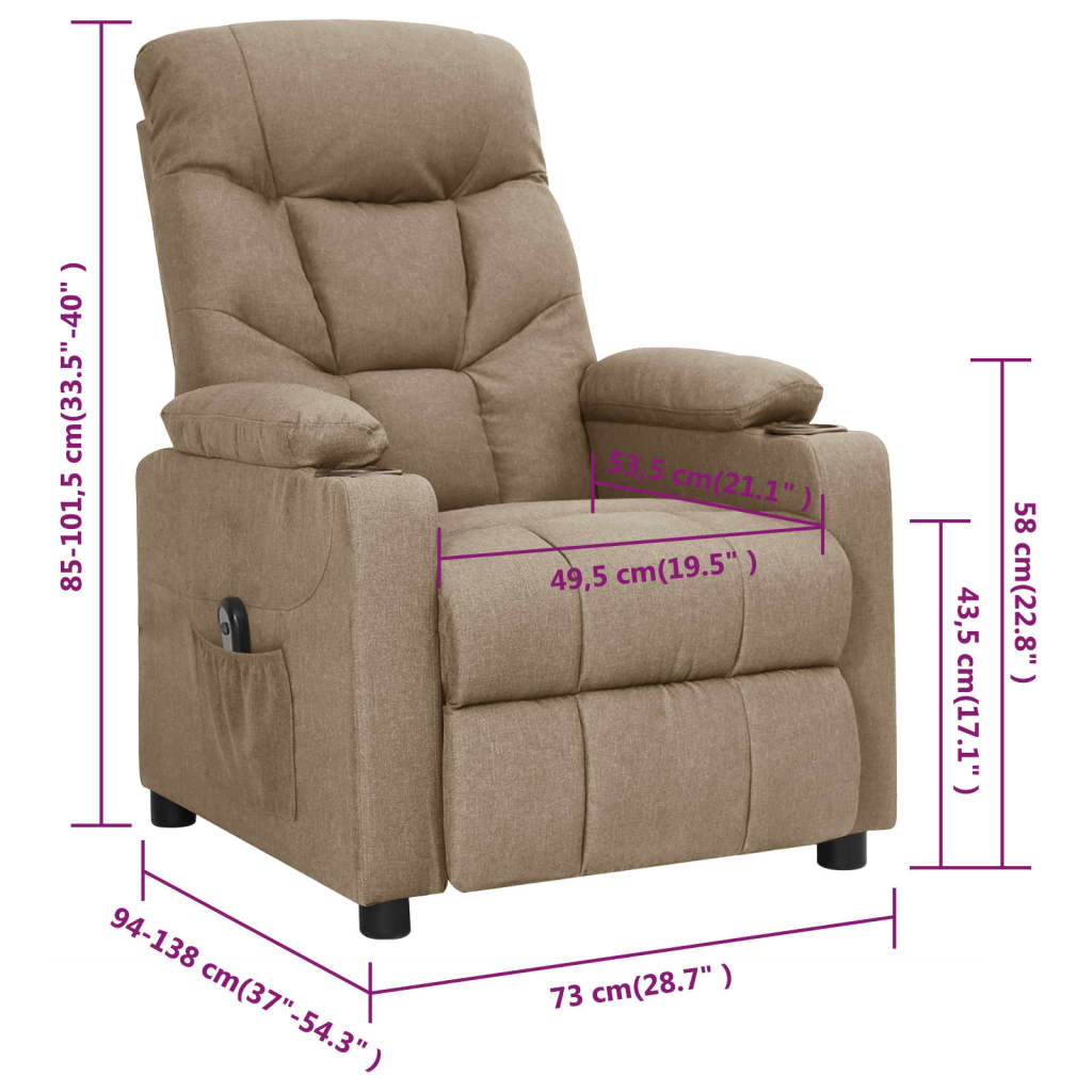 Relaxsessel Elektrisch Taupe Stoff