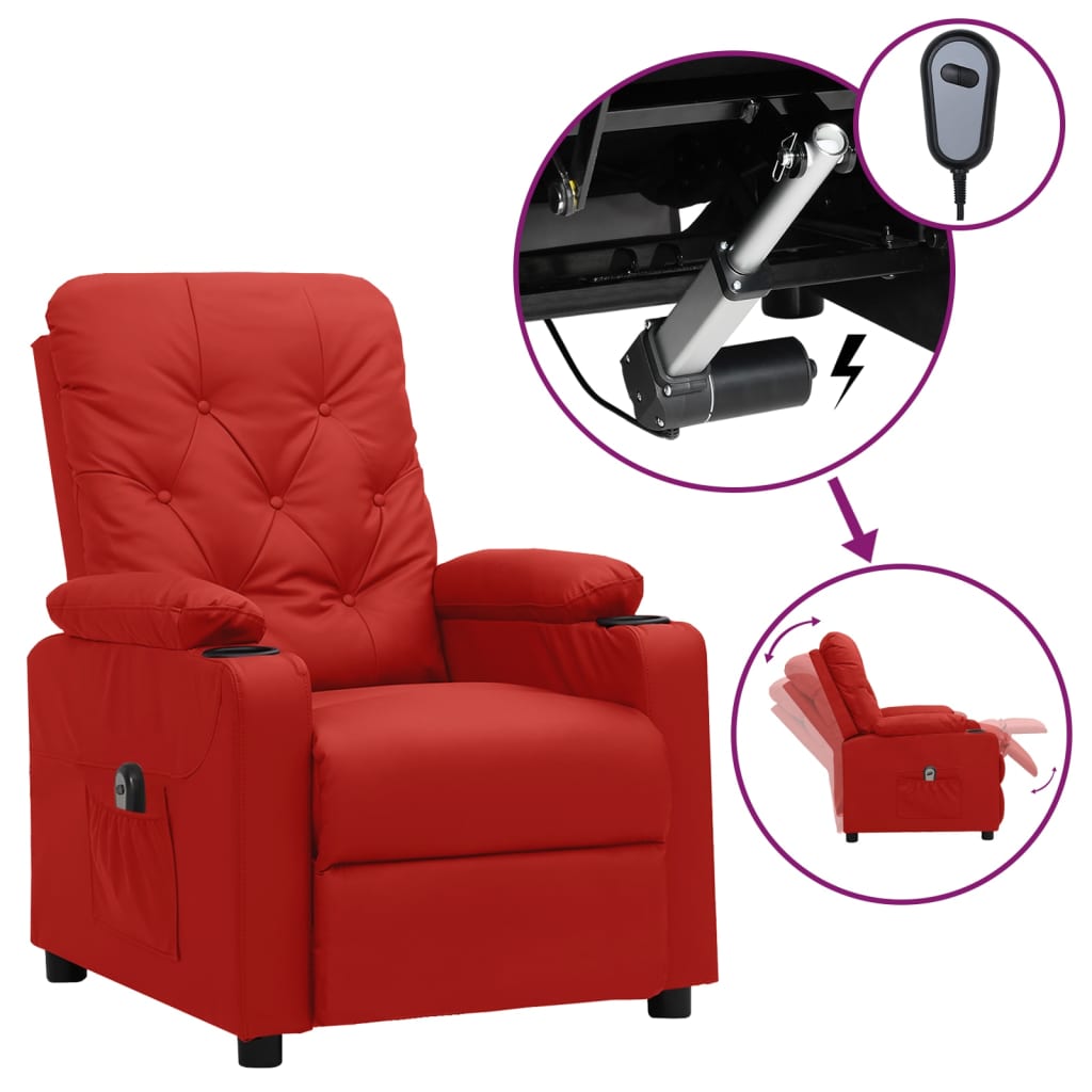 Relaxsessel Elektrisch Weinrot Kunstleder