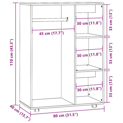 Kleiderschrank Braun Eichen-Optik 80x40x110 cm Holzwerkstoff