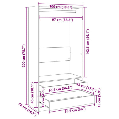Kleiderschrank Braun Eiche-Optik 100x50x200 cm Holzwerkstoff