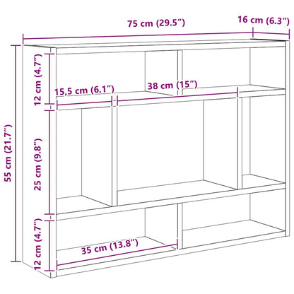 Wandregal Grau Sonoma 75x16x55 cm Holzwerkstoff