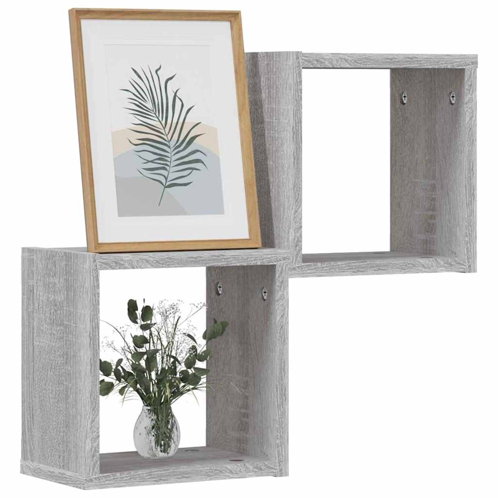 Wandregale 2 pcs Grau 26 x 15 x 26 cm Holzwerkstoff