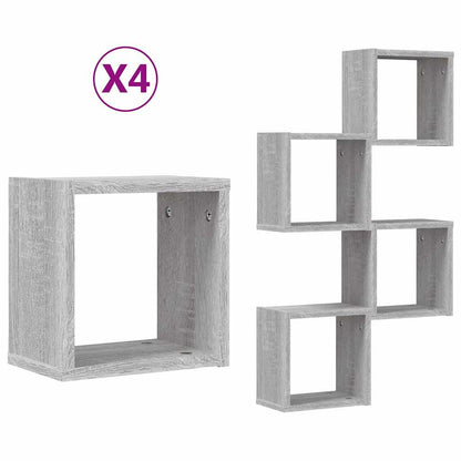 Wandregale 4 pcs Grau 26 x 15 x 26 cm Holzwerkstoff