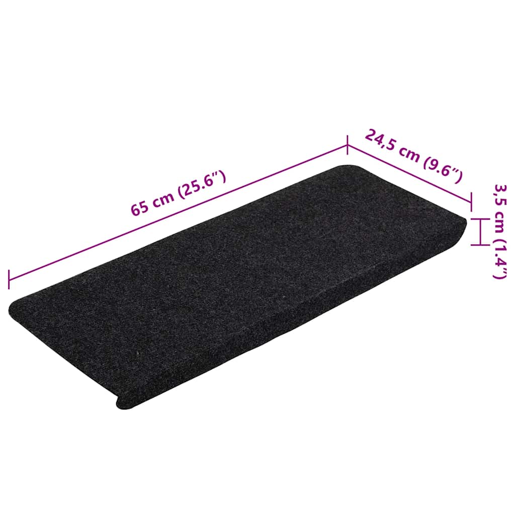 Stufenmatten Selbstklebend 15 Stk. 65x24,5x3,5 cm Schwarz