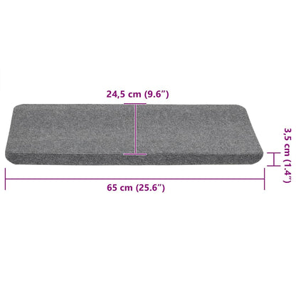 Stufenmatten Selbstklebend 15 Stk. 65x24,5x3,5 cm Grau