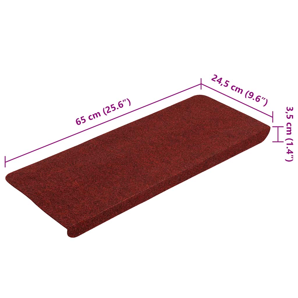 Stufenmatten Selbstklebend 15 Stk. 65x24,5x3,5 cm Rot
