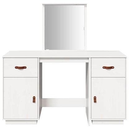 Schminktisch mit Spiegel Weiß Massivholz Kiefer