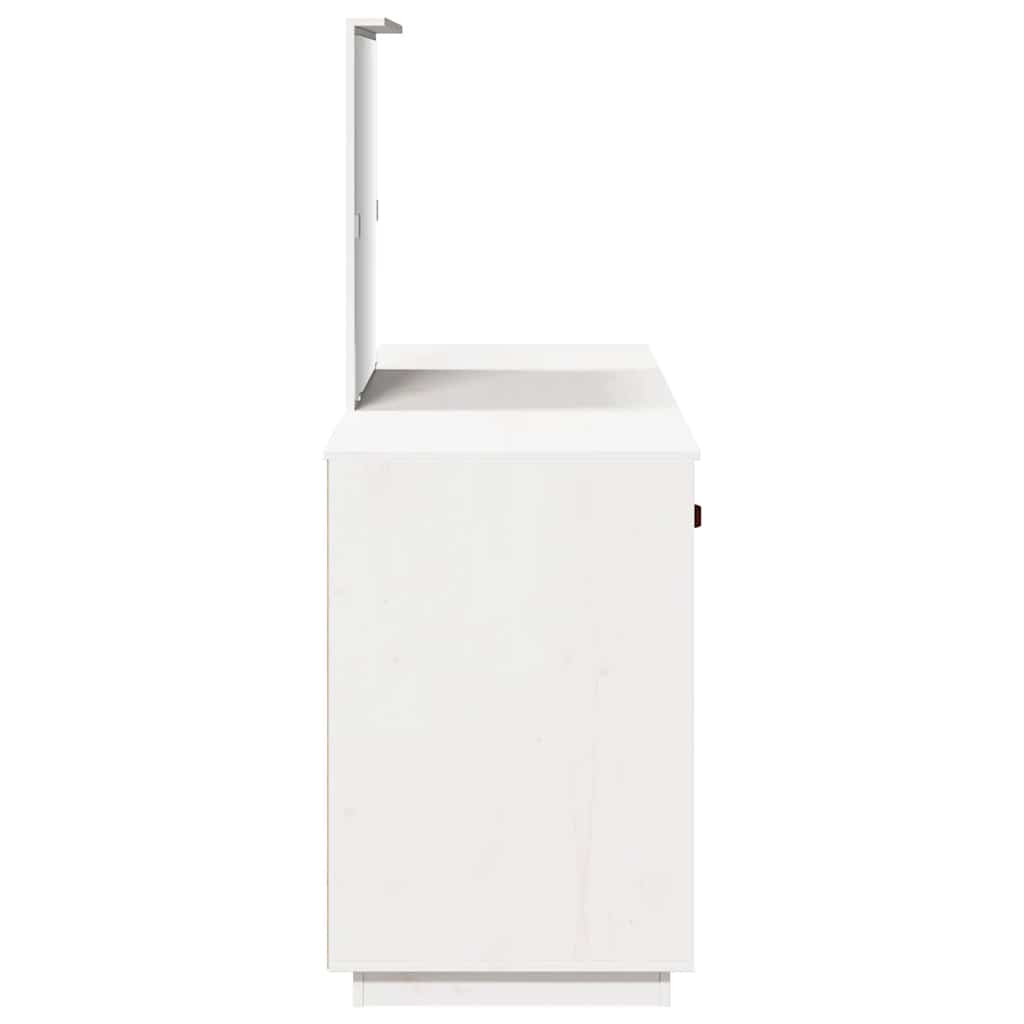 Schminktisch mit Spiegel Weiß Massivholz Kiefer