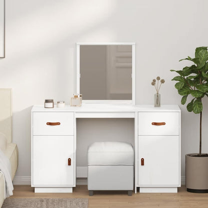 Schminktisch mit Spiegel Weiß Massivholz Kiefer