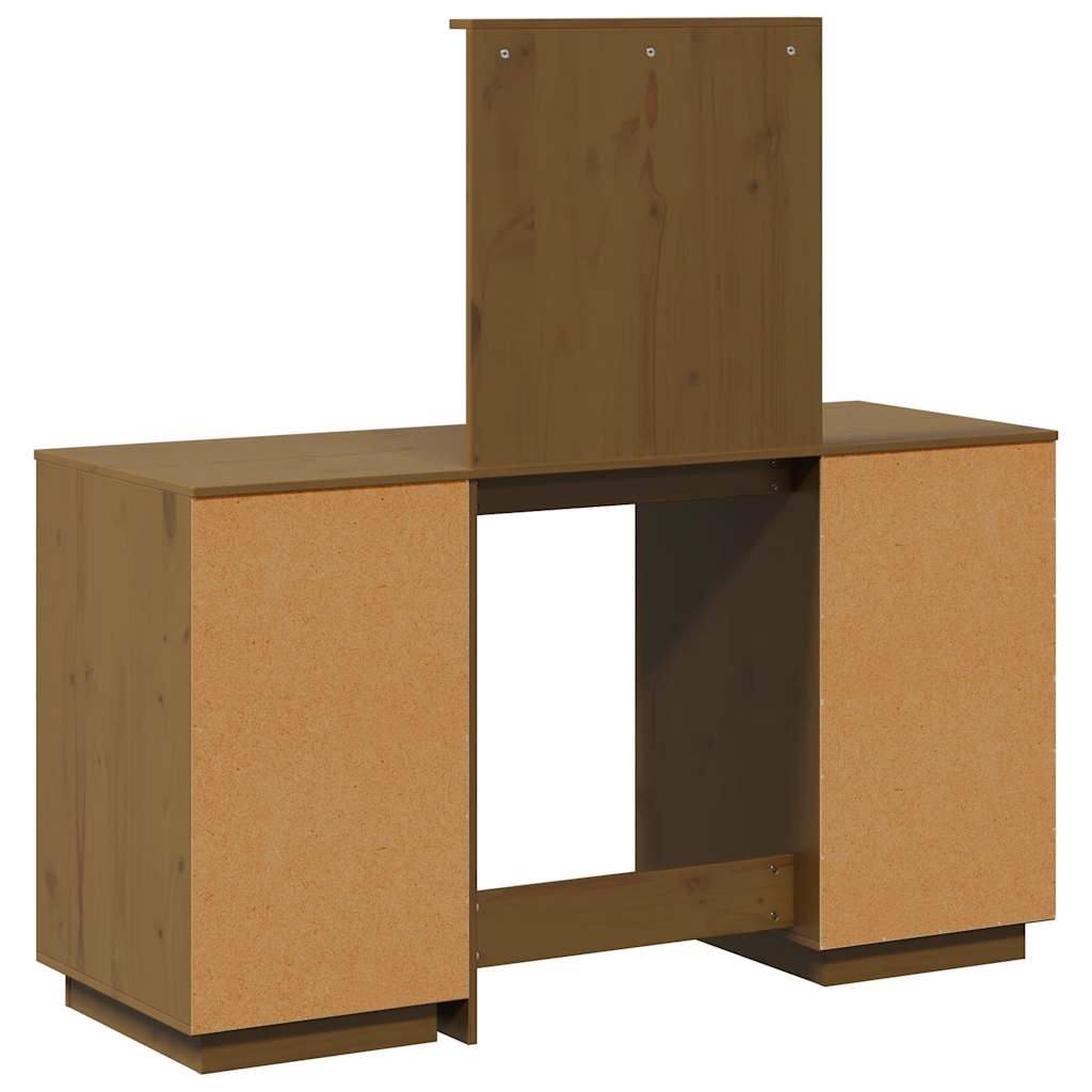 Schminktisch-Set mit Spiegel Honigbraun Massivholz Kiefer