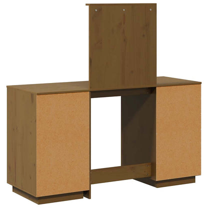 Schminktisch-Set mit Spiegel Honigbraun Massivholz Kiefer