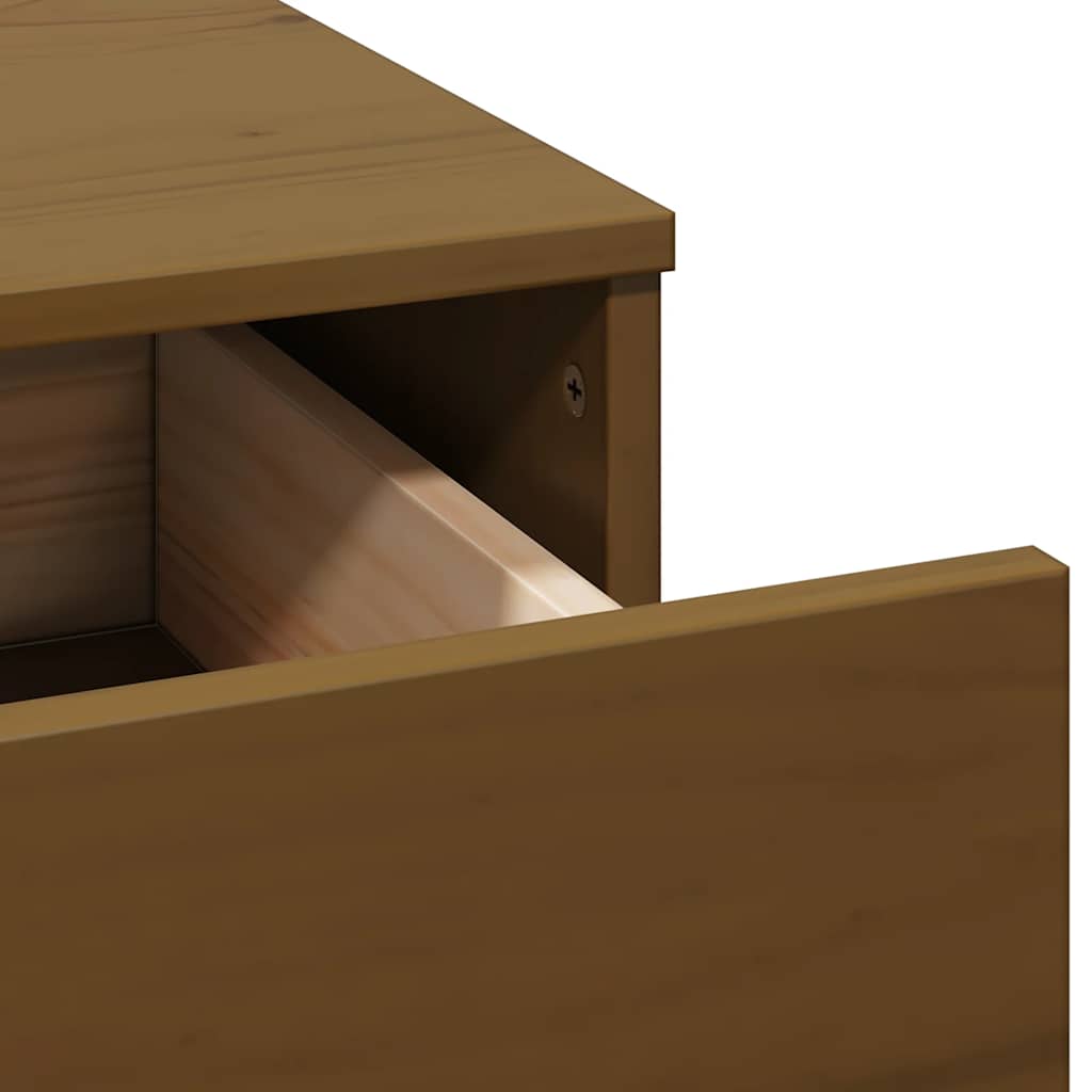 Schminktisch-Set mit Spiegel Honigbraun Massivholz Kiefer