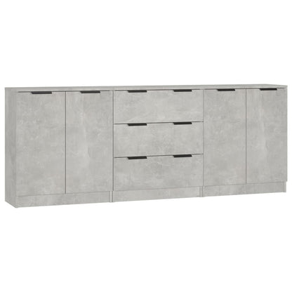 3-tlg. Sideboard-Set Betongrau Holzwerkstoff