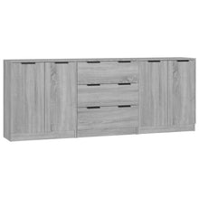 3-tlg. Sideboard Grau Sonoma Eiche-Optik Holzwerkstoff