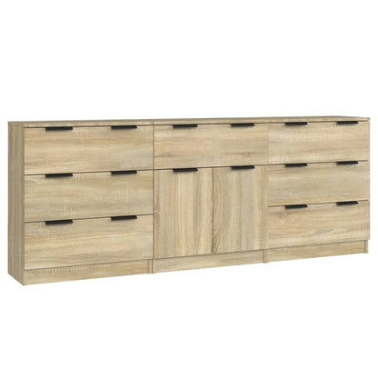 3-tlg. Sideboard Sonoma Eiche-Optik Holzwerkstoff