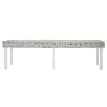 Sitzbank Weiß 160x35x45 cm Natur Kubu Rattan & Massivholz Mahagoni