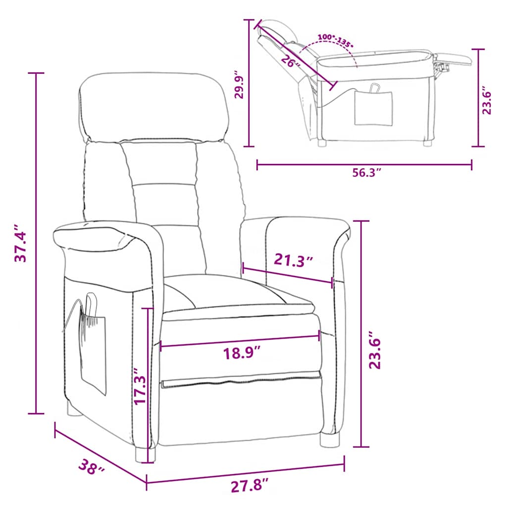 Massagesessel mit Kissen Hellgrau 70.5 x 96.5 x 95 cm Polyester