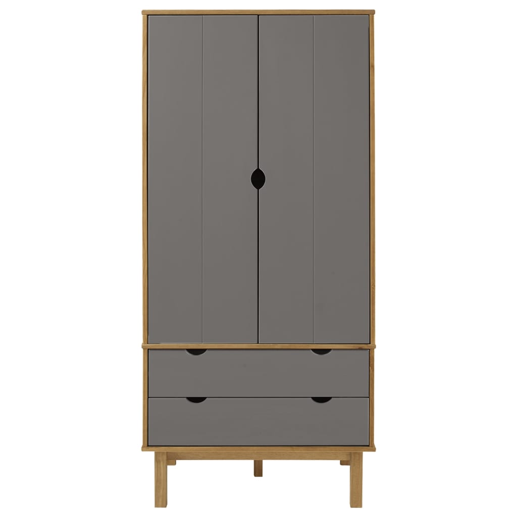 Kleiderschrank OTTA Braun&Grau 76,5x53x172 cm Massivholz Kiefer