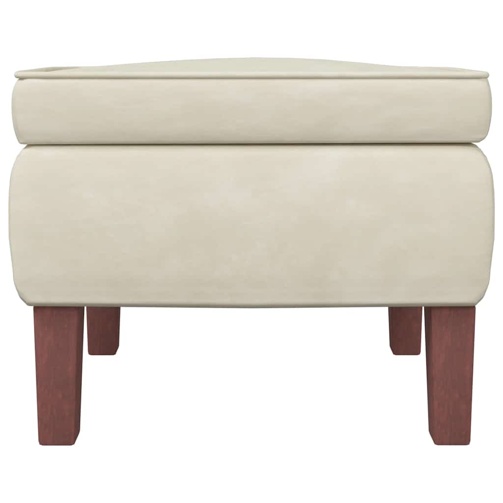 Schaukelstuhl Ohrensessel Creme Samt und Massivholz