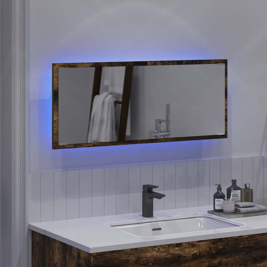 Spiegel mit Spiegel Räuchereiche 90 x 8.5 x 37 cm Holzwerkstoff