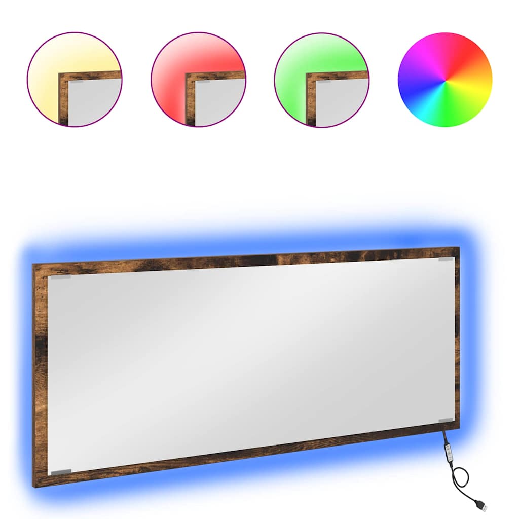 Spiegel mit Spiegel Räuchereiche 90 x 8.5 x 37 cm Holzwerkstoff