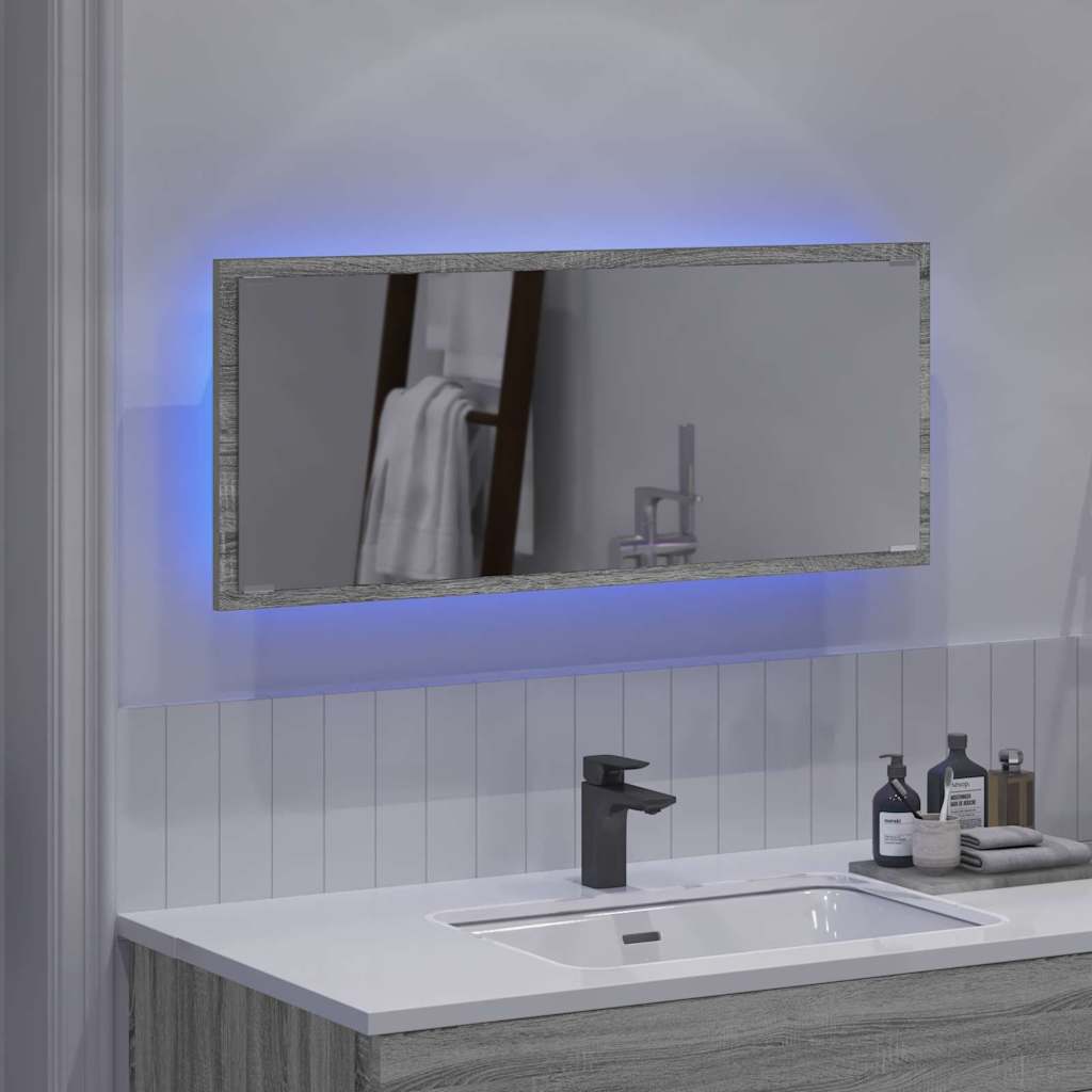 Spiegel Wandmontiert Grau Sonoma 90 x 8.5 x 37 cm Holzwerkstoff