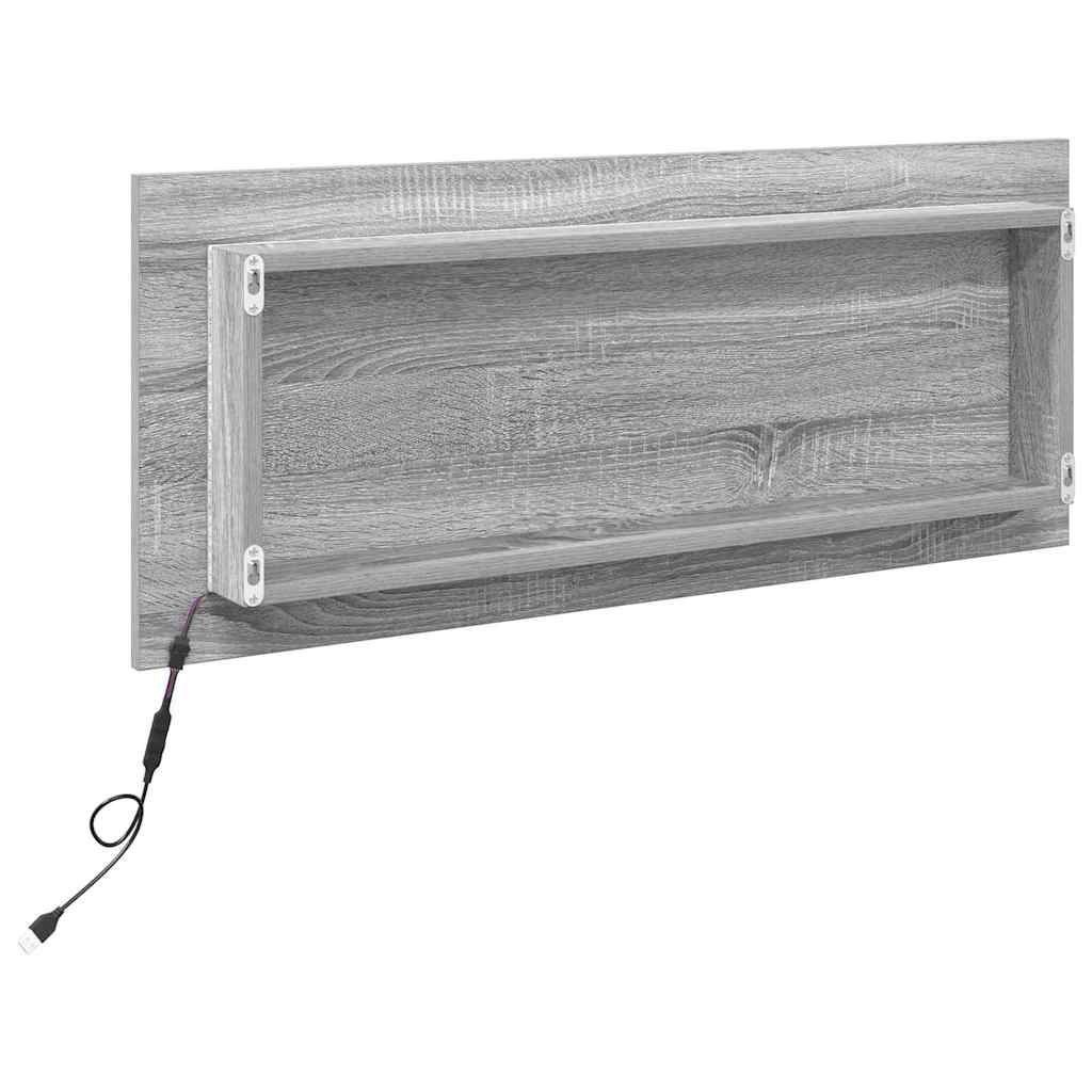 Spiegel Wandmontiert Grau Sonoma 90 x 8.5 x 37 cm Holzwerkstoff