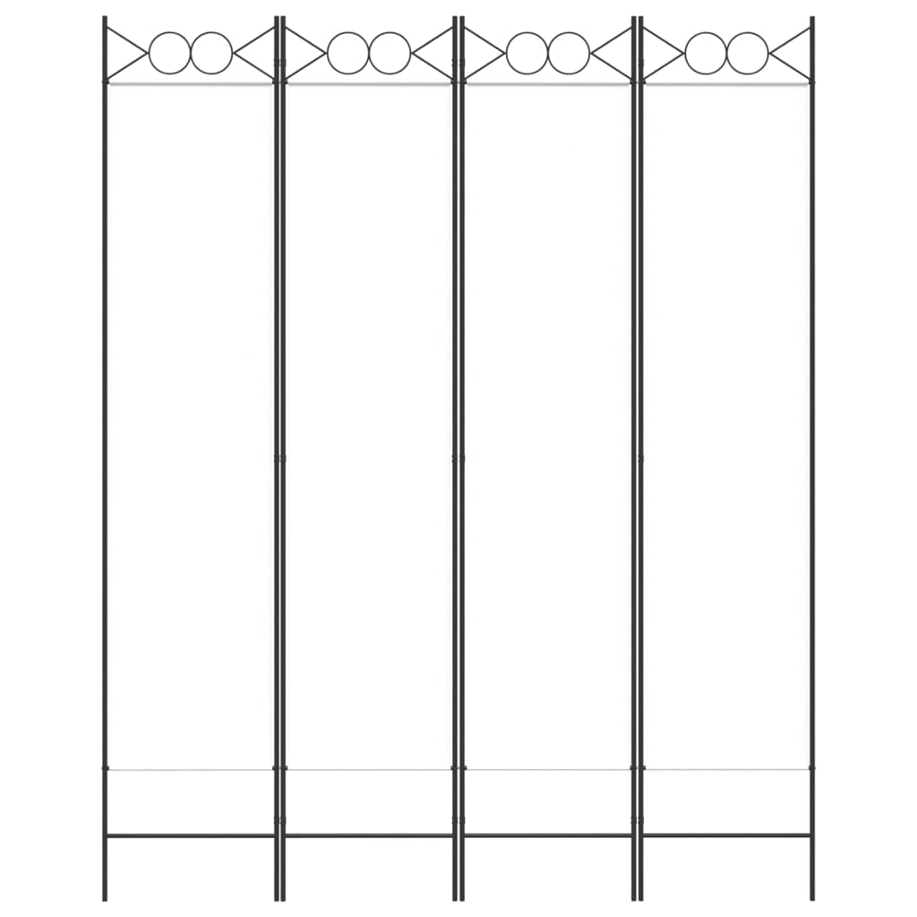 4-tlg. Paravent Weiß 160x200 cm Stoff