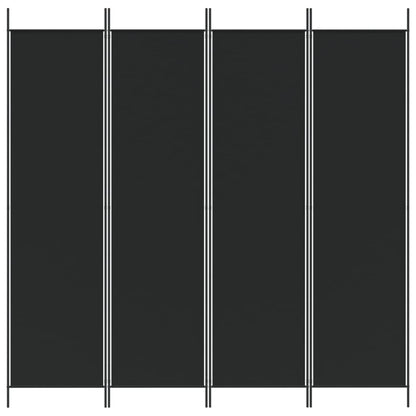 4-tlg. Paravent Schwarz 200x200 cm Stoff