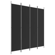4-tlg. Paravent Schwarz 200x220 cm Stoff