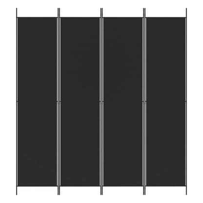 4-tlg. Paravent Schwarz 200x220 cm Stoff