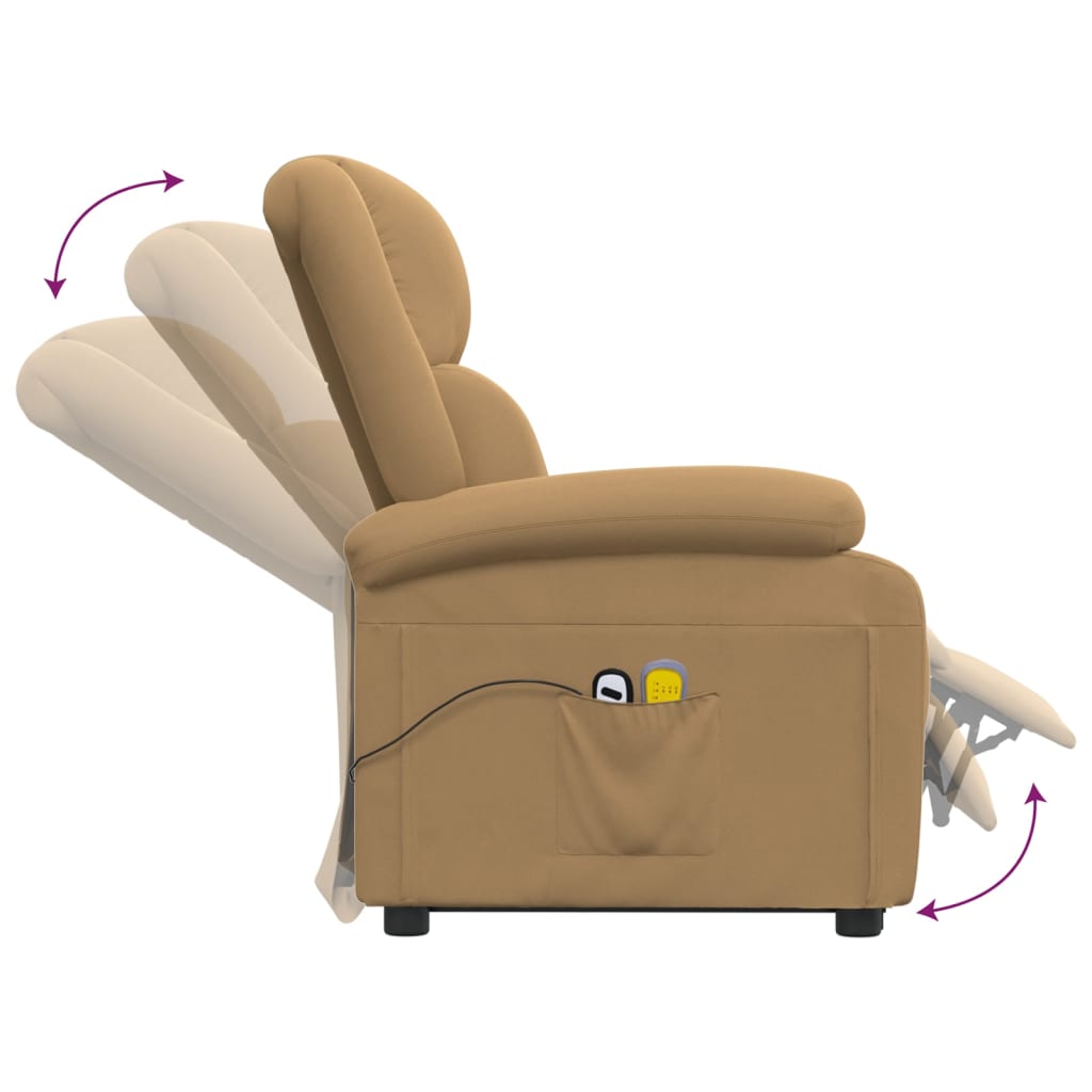 Massagesessel mit Aufstehhilfe Braun Samt