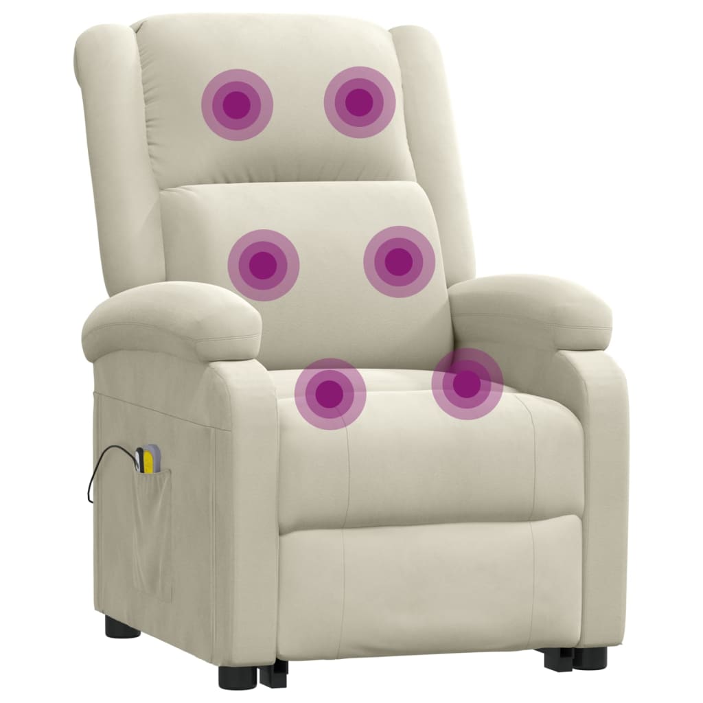 Massagesessel mit Aufstehhilfe Creme Samt