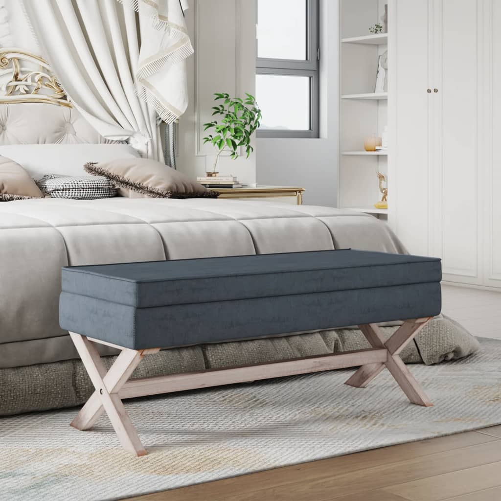 Hocker mit Stauraum Dunkelgrau 110x45x49 cm Samt