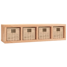 Wandregal mit Körben 62x18x16 cm Massivholz Nussbaum