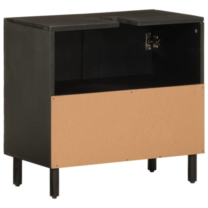 Waschbeckenunterschrank Schwarz 62x33x58 cm Massivholz Mango