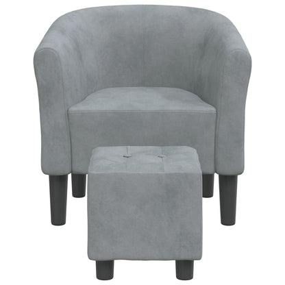 Clubsessel mit Fußhocker Dunkelgrau Samt