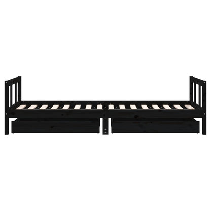 Kinderbett mit Schubladen Schwarz 90x200 cm Massivholz Kiefer