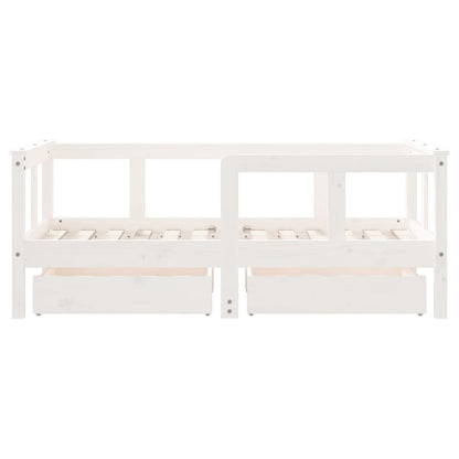 Kinderbett mit Schubladen Weiß 70x140 cm Massivholz Kiefer