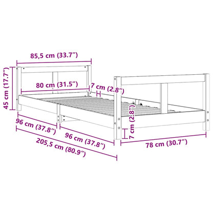 Kinderbett 80x200 cm Massivholz Kiefer