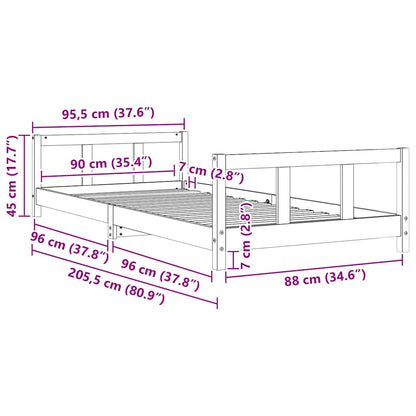 Kinderbett 90x200 cm Massivholz Kiefer