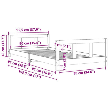 Kinderbett Weiß 90x190 cm Massivholz Kiefer