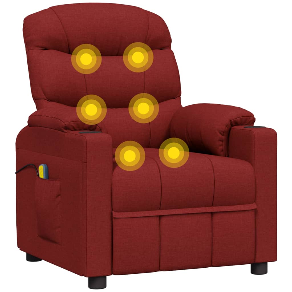 Massagesessel Elektrisch Weinrot Stoff