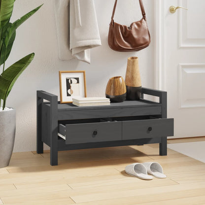 Flurbank Grau 80x40x43 cm Massivholz Kiefer