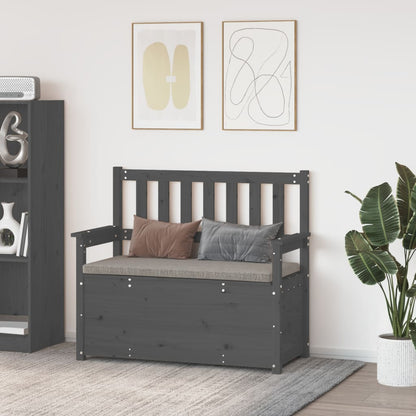 Sitzbank Grau 112,5x51,5x96,5 cm Massivholz Kiefer