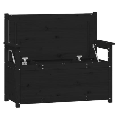 Sitzbank Schwarz 112,5x51,5x96,5 cm Massivholz Kiefer