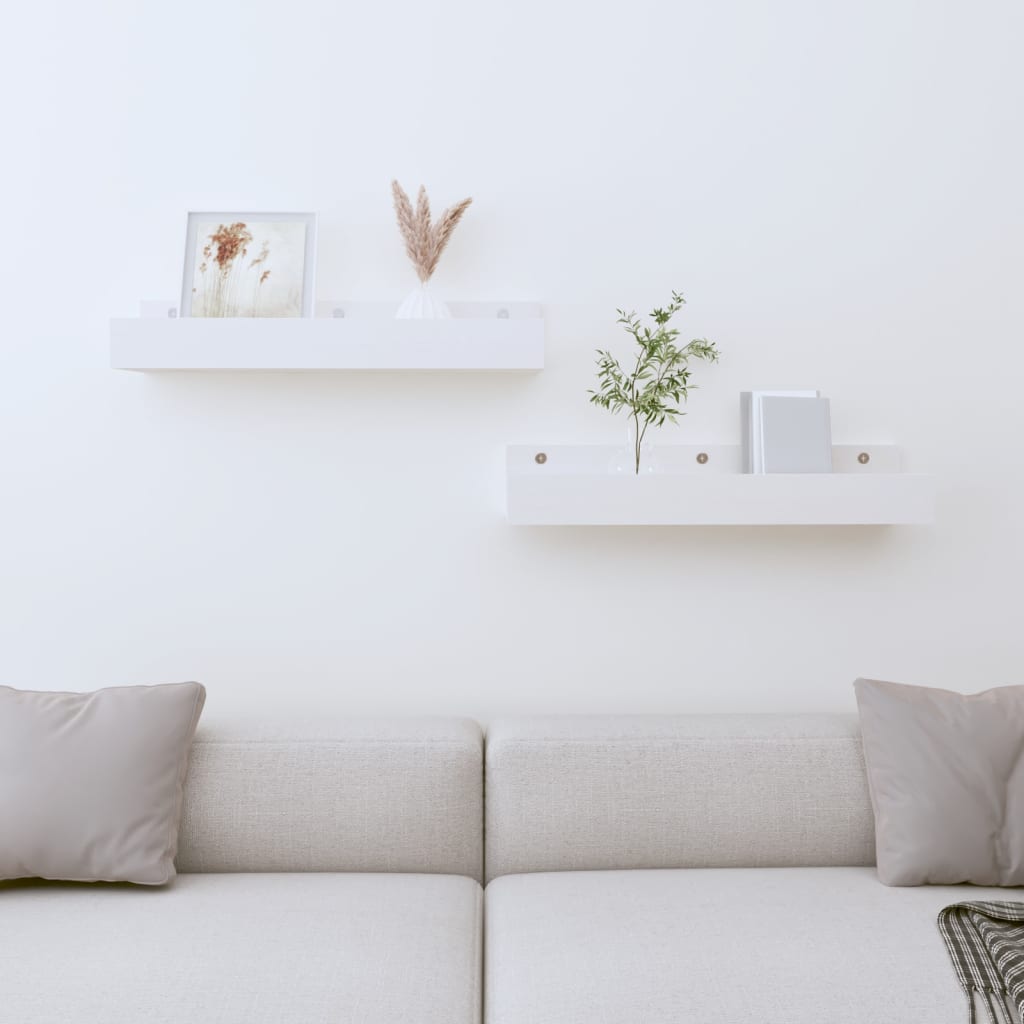 Wandregale 2 Stk. Weiß 50x12x9 cm Massivholz Kiefer