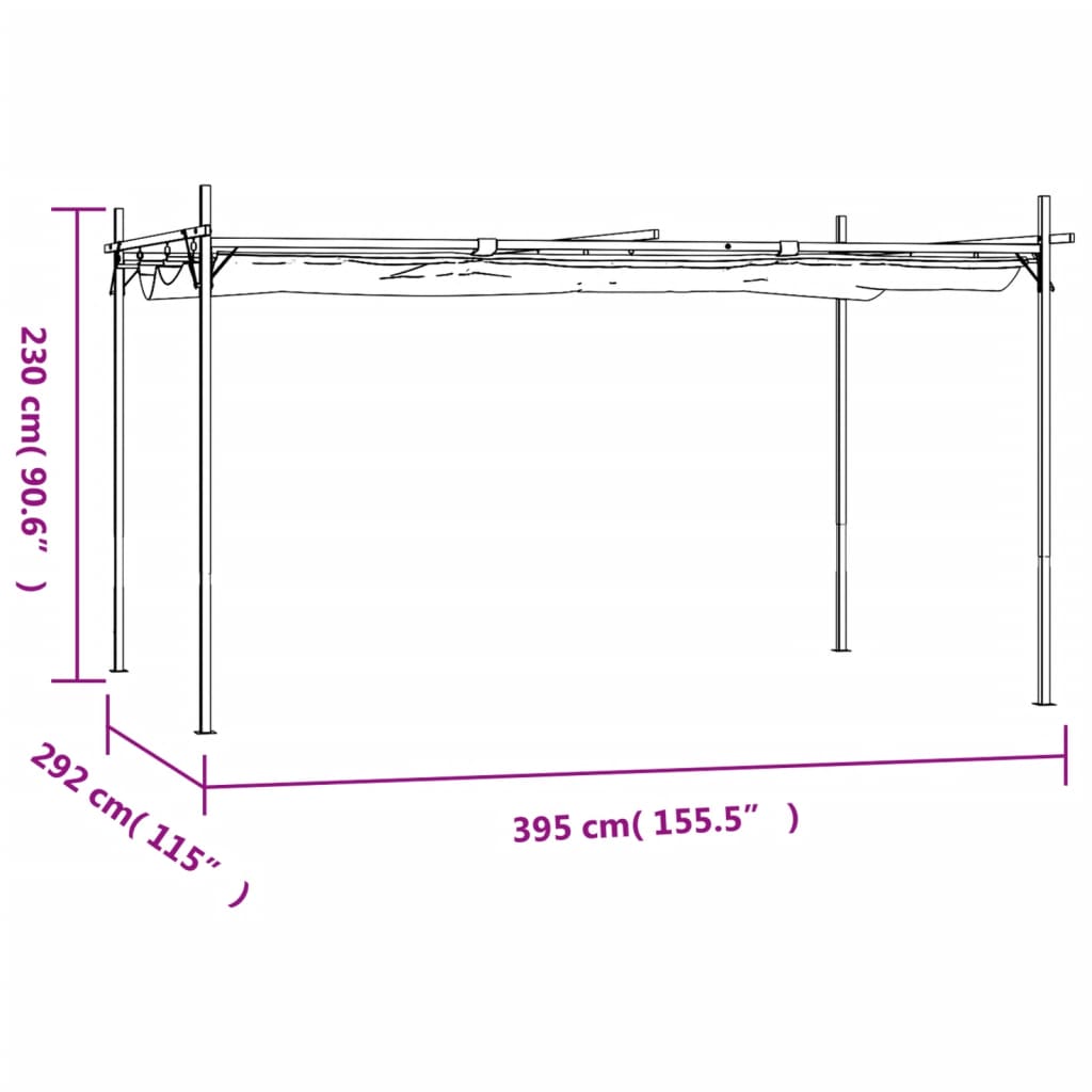 Pergola mit Schiebedach Anthrazit 395x292x230 cm